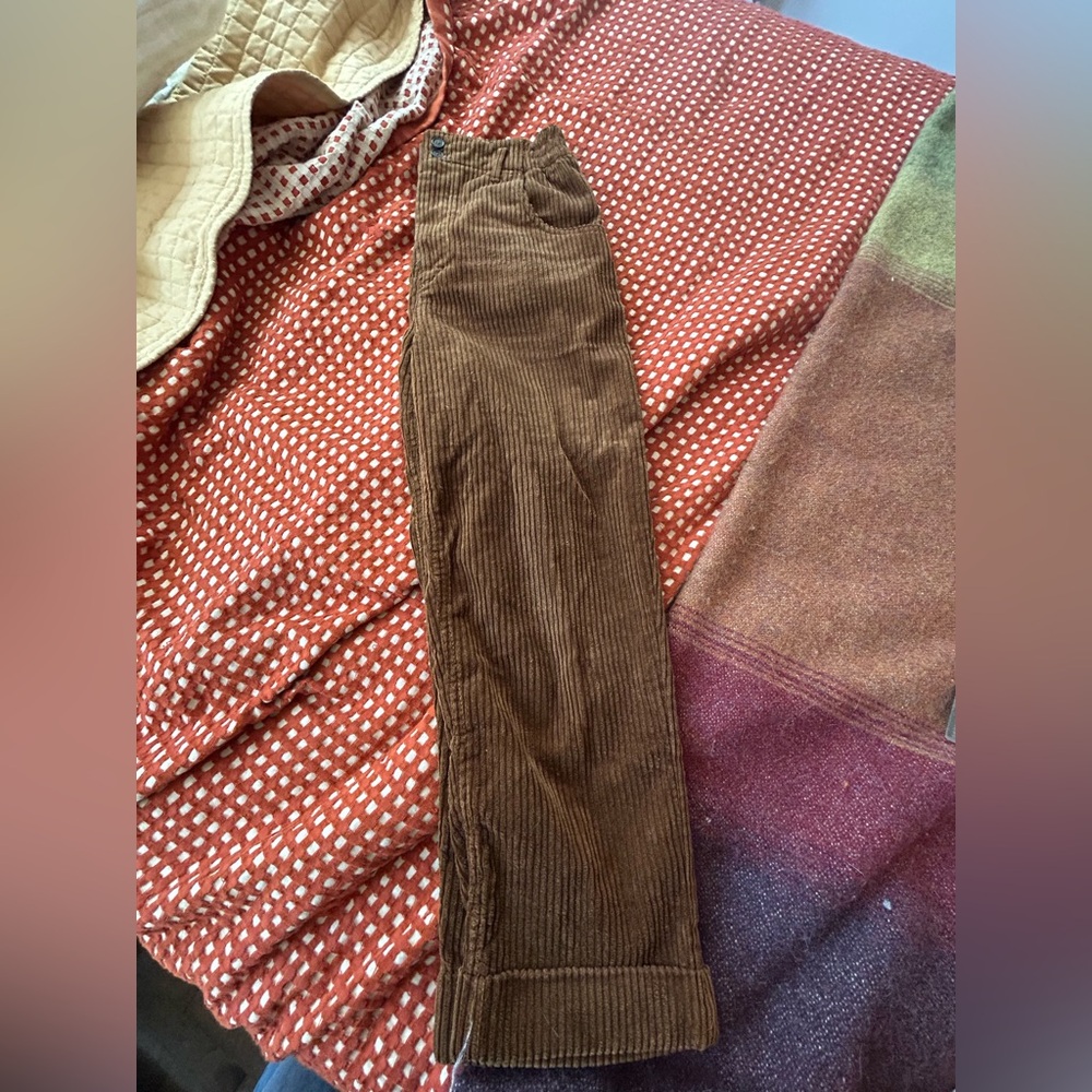 Zara Woman Brown Corduroy Trousers - Picture 2 of 5